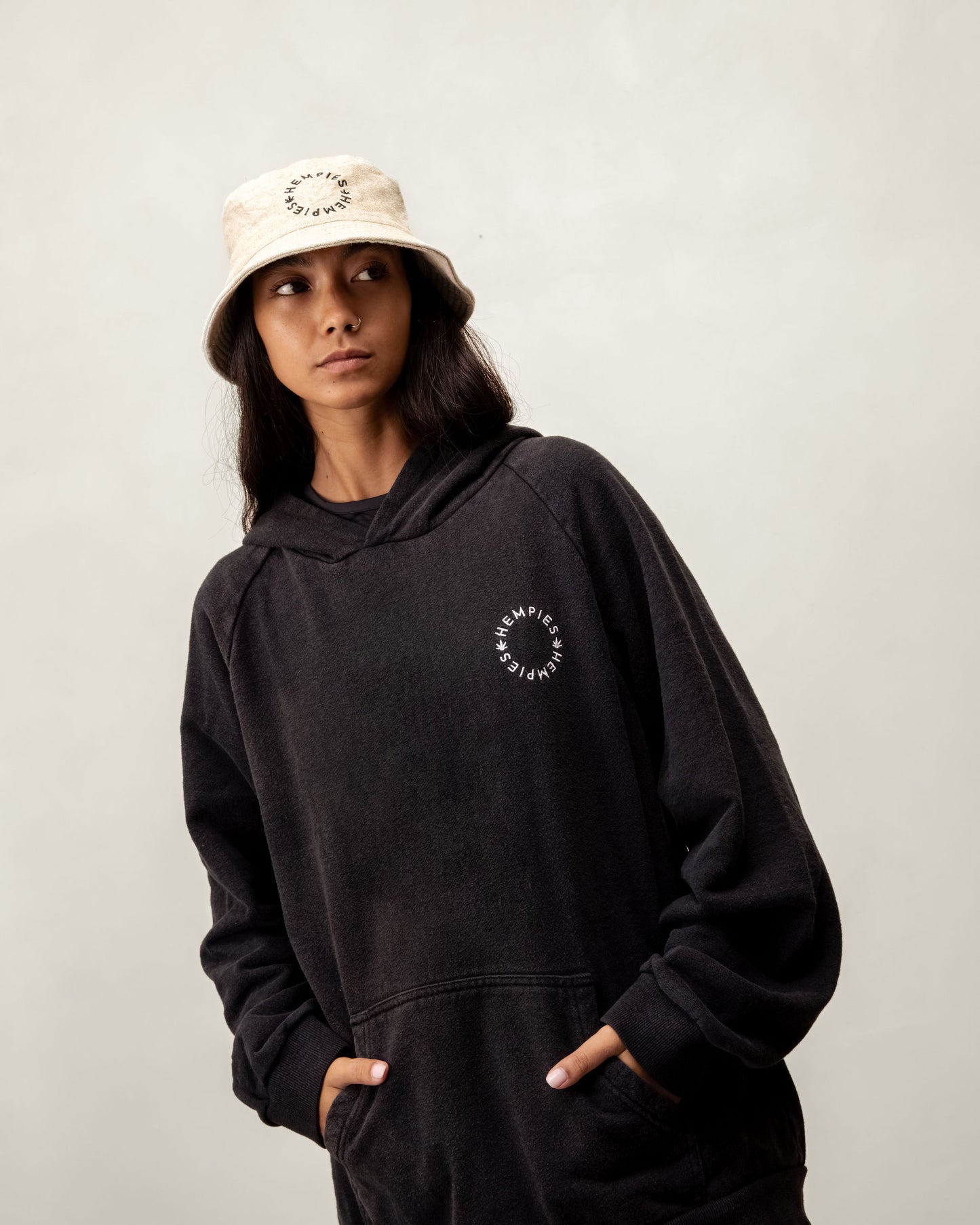 Hempies Unisex Hemp Bucket Hat in Natural Beige | Sustainable, UV Resistant, Breathable
