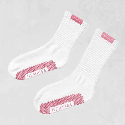 Studio Grip Socks - White Sock / Pink Grip
