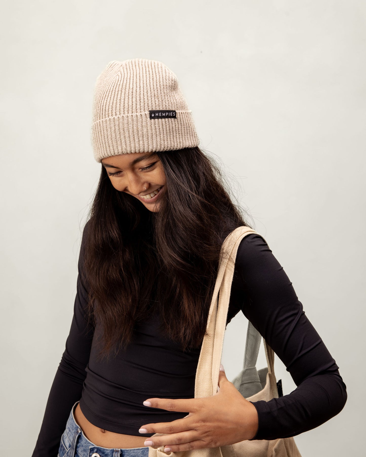Hempies Beige Hemp & Organic Cotton Beanie | Warm, Comfortable, Sustainable