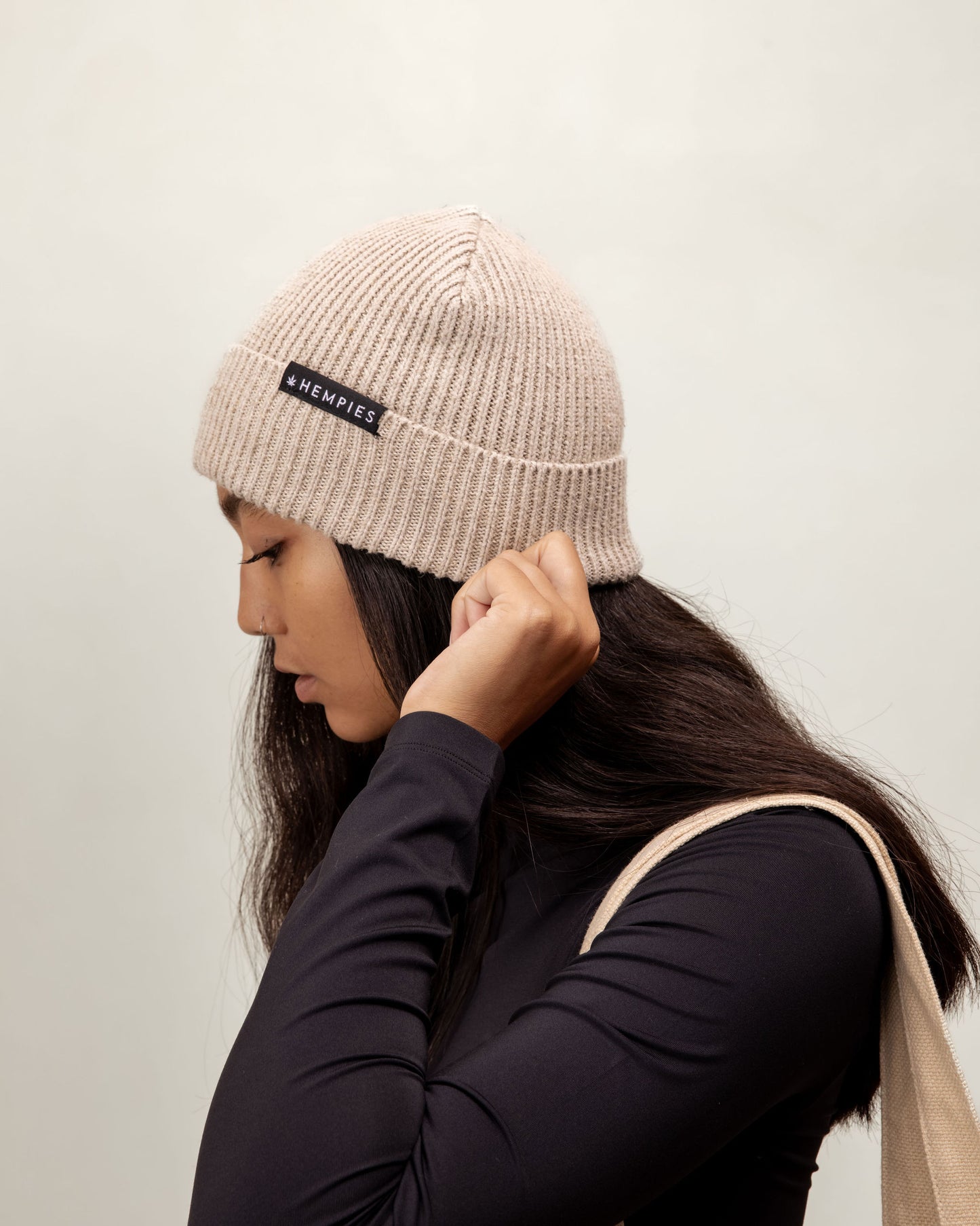 Hempies Beige Hemp & Organic Cotton Beanie | Warm, Comfortable, Sustainable