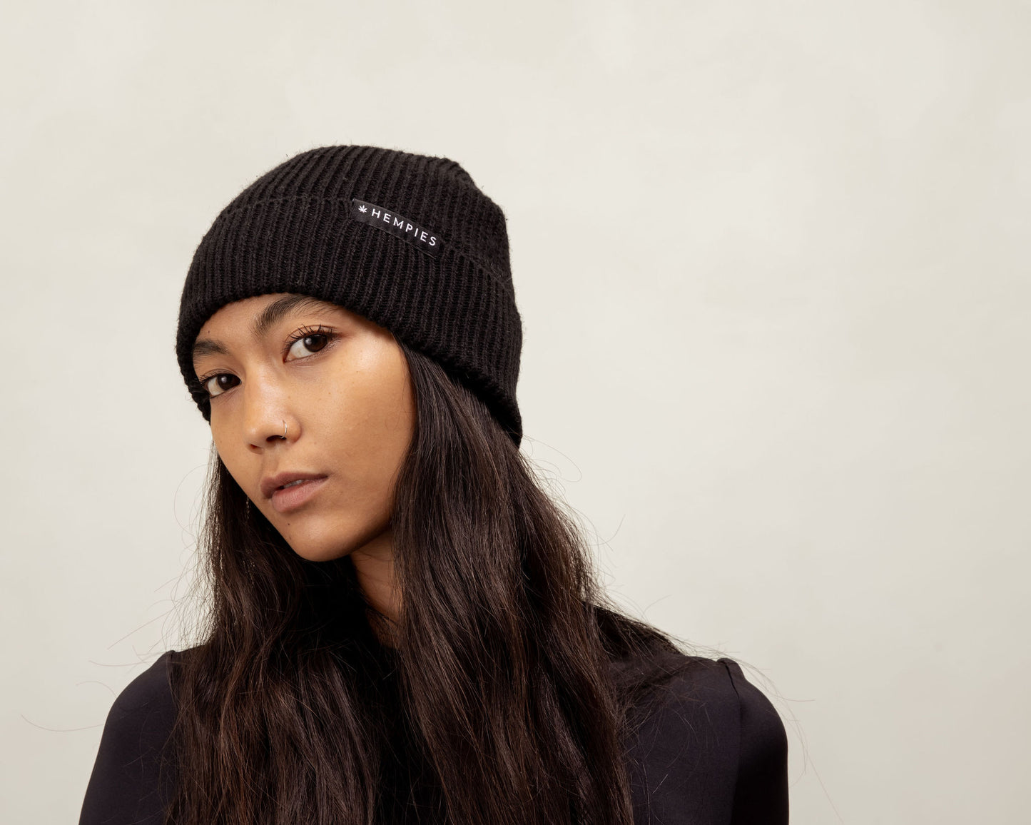 Hempies Black Hemp & Organic Cotton Beanie | Warm, Comfortable, Sustainable