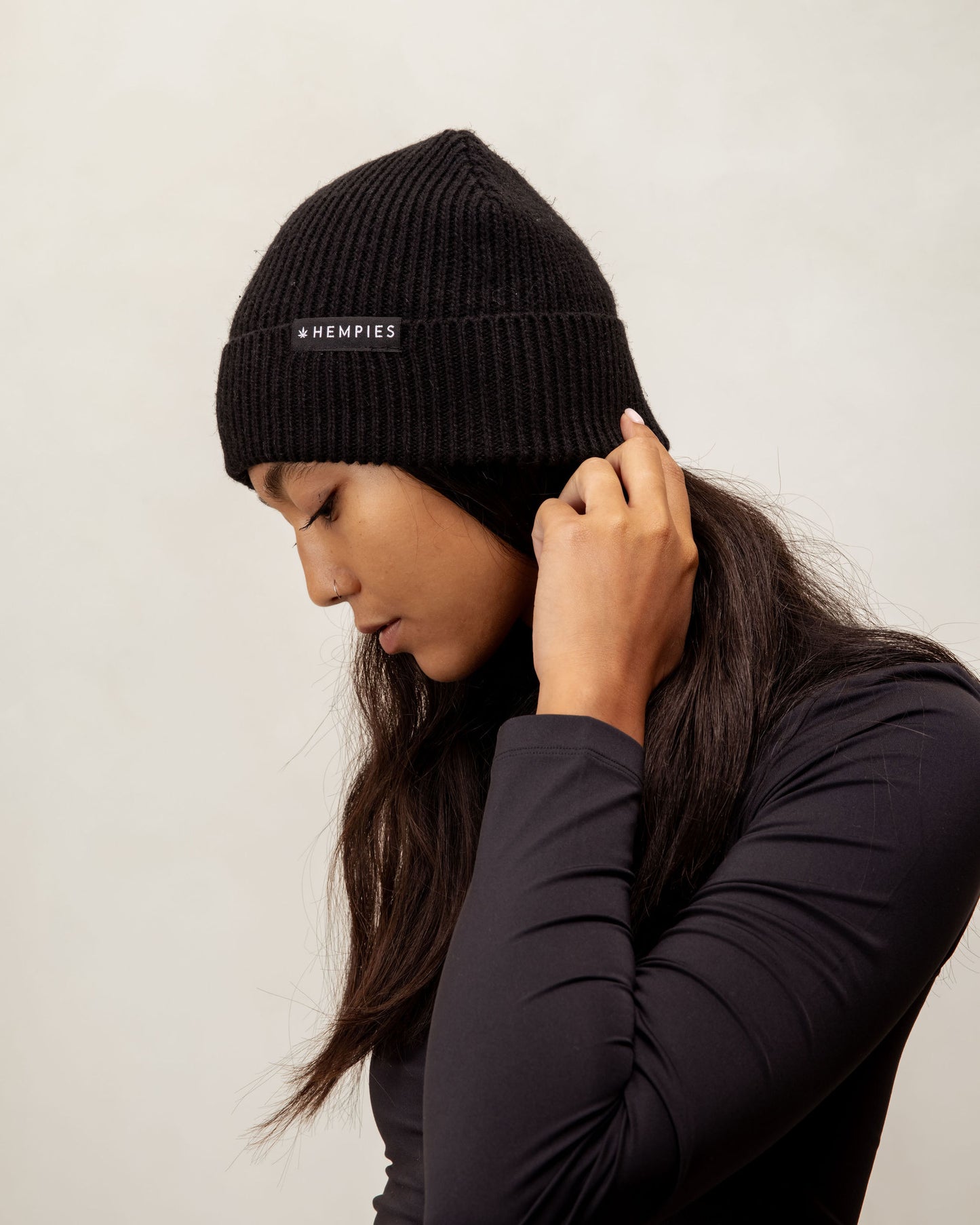 Hempies Black Hemp & Organic Cotton Beanie | Warm, Comfortable, Sustainable
