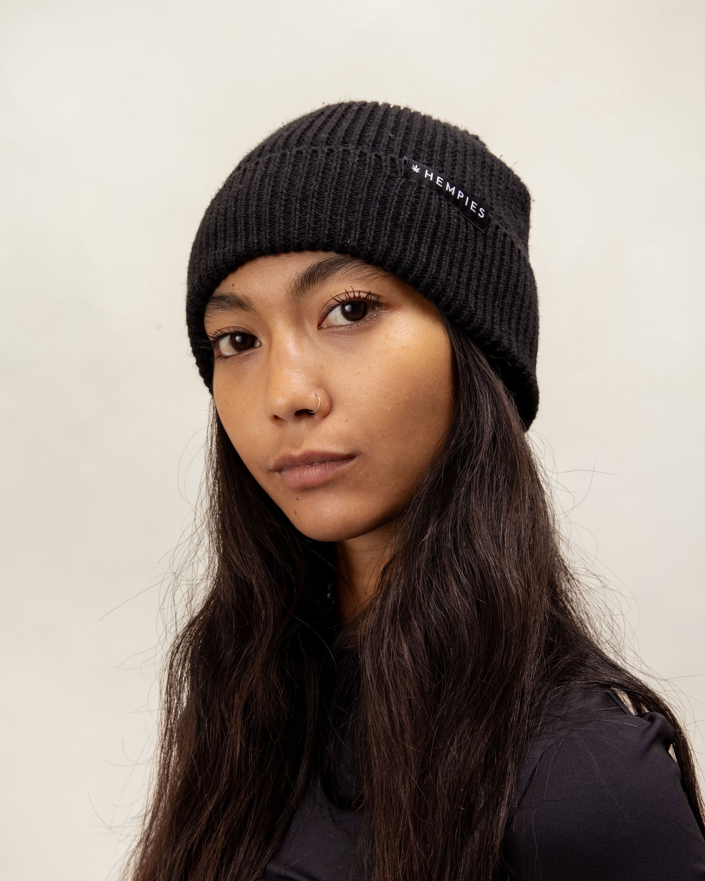 Hempies Black Hemp & Organic Cotton Beanie | Warm, Comfortable, Sustainable