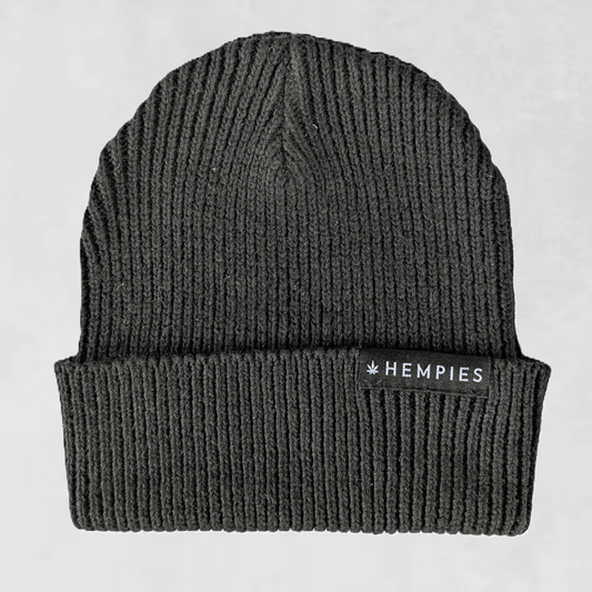 Hempies Black Hemp & Organic Cotton Beanie | Warm, Comfortable, Sustainable