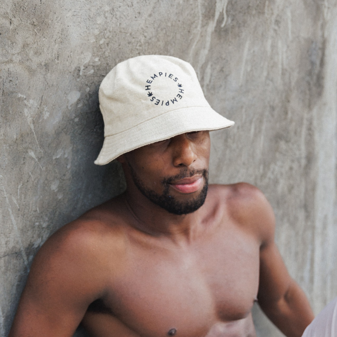 Breathable and sustainable tan natural hemp bucket hat