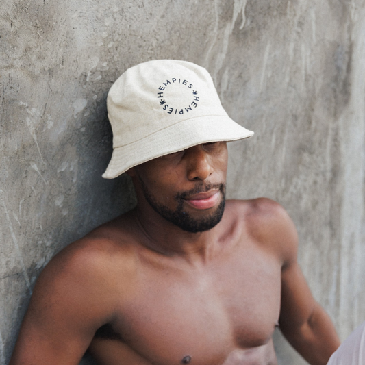 Breathable and sustainable tan natural hemp bucket hat