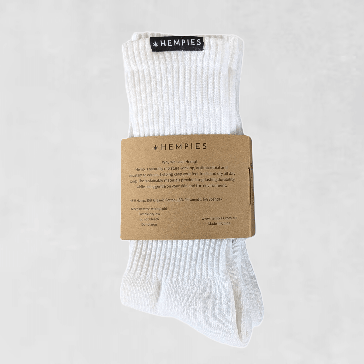 Everyday Hemp and Organic Cotton Blend Crew Socks in White