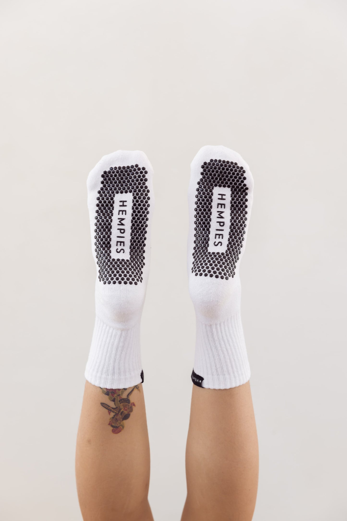 Studio Grip Socks - White Sock / Black Grip