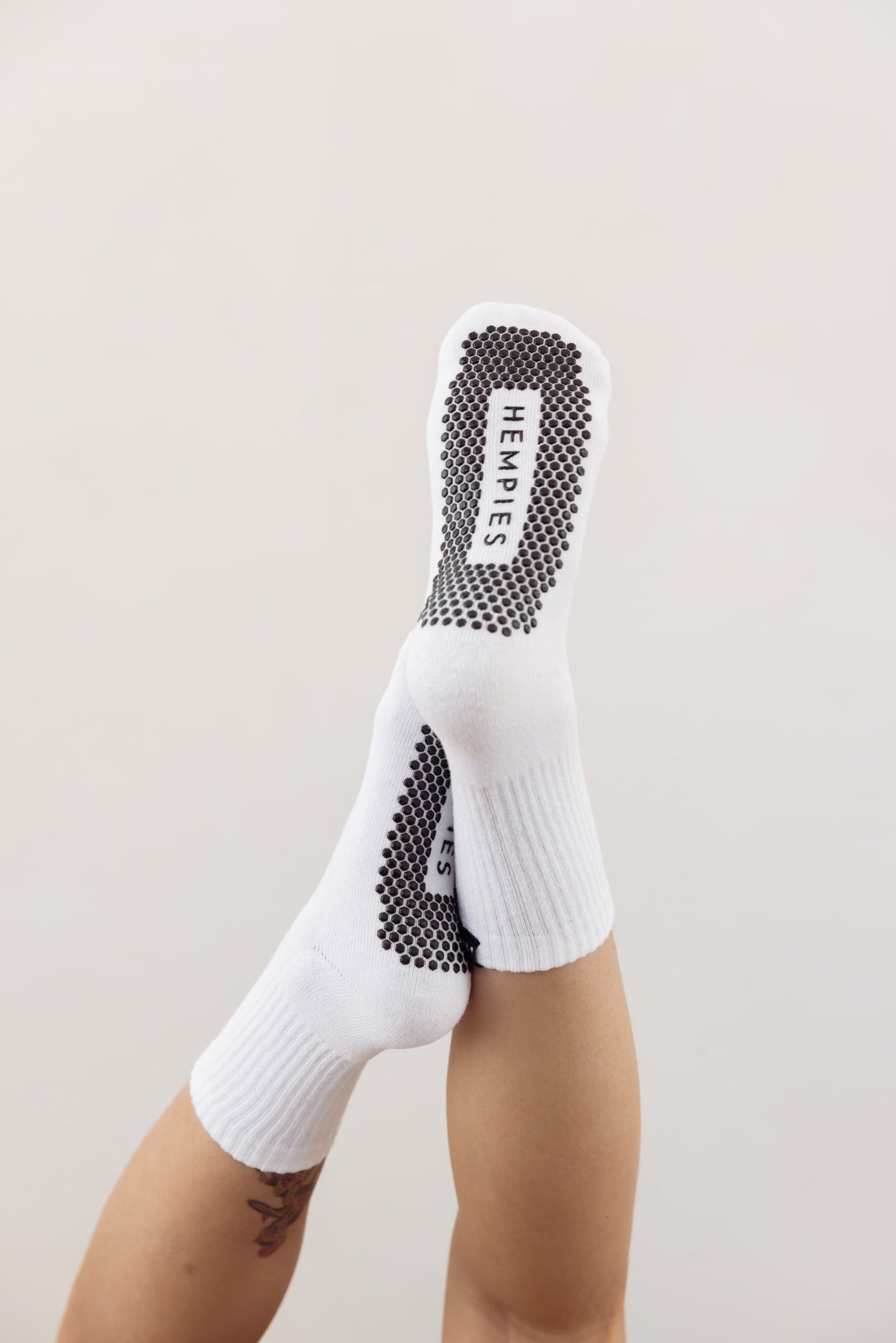 Studio Grip Socks - White Sock / Black Grip